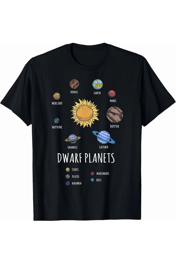 Solar System Dwarf Planet Galaxy Science Space Art Unisex T-Shirt, up to Size 5XL