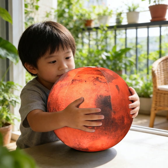 Solar System Educational Plush Pillow - Realistic Planet Designs for Space Learning - Soft Round Decorative Cushion for Home Decor