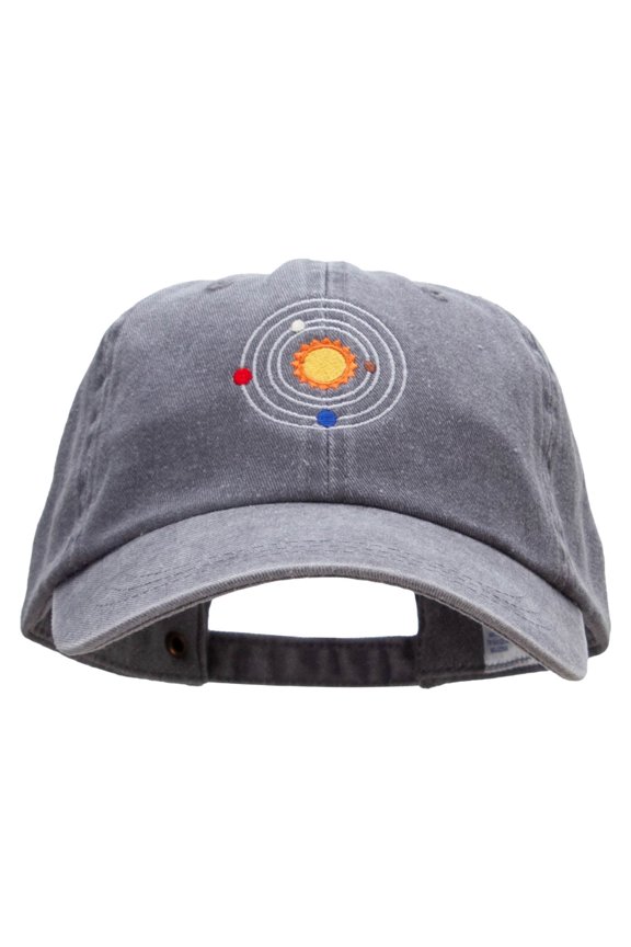 Solar System Embroidered Pigment Dyed Wash Caps - Grey OSFM