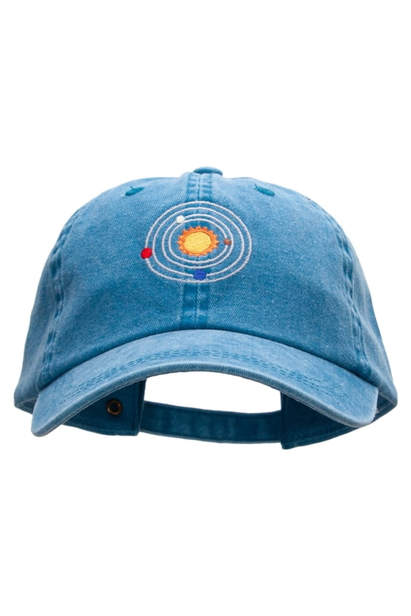 Solar System Embroidered Pigment Dyed Wash Caps - Turquoise OSFM