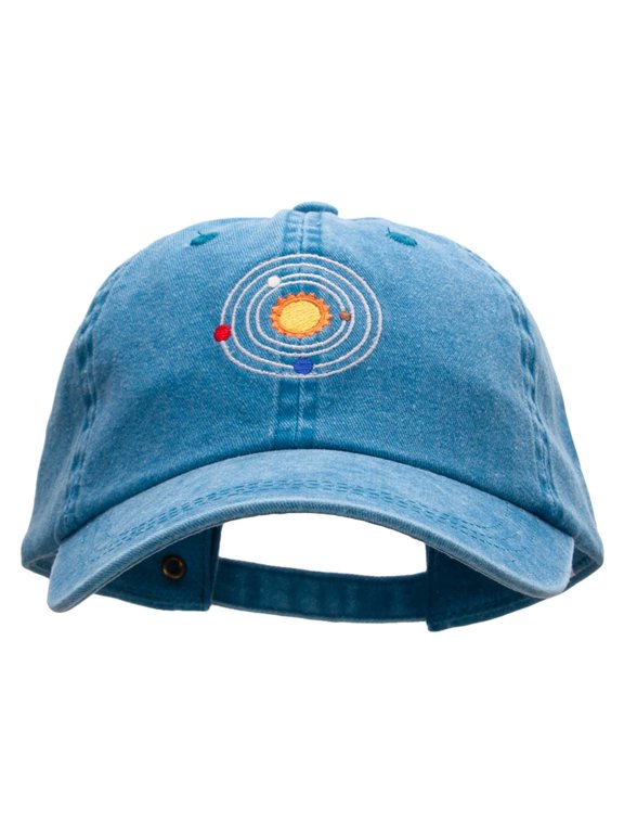 Solar System Embroidered Pigment Dyed Wash Caps - Turquoise OSFM