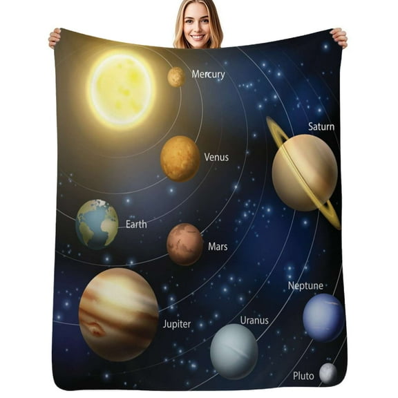 Solar System Flannel Blanket Warm Soft Bedding Throws Winter Camping Chair Sofa Bed