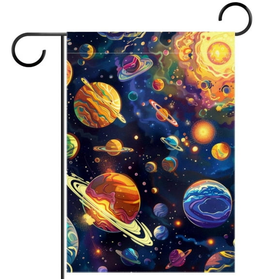 Solar System Galaxy Astronomy Universe Double Sided Garden Flag Decorative Weather Resistant Yard Flag, Large DIY Vertical Flag for Farmhouse Patio Lawn, 28x40 Inch