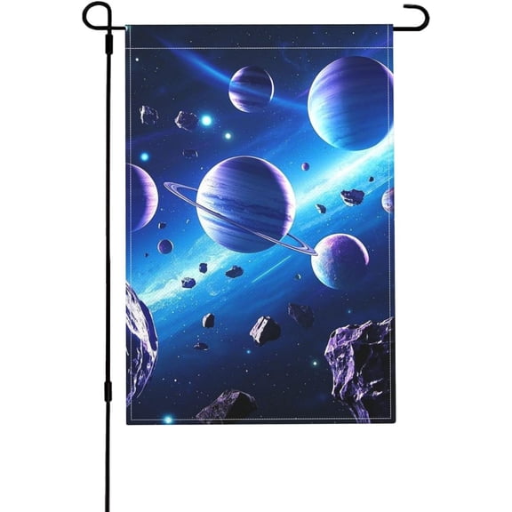Solar System Garden Flag 12x18 Inch Double Sided Vertical Outdoor Decorative Yard Flag