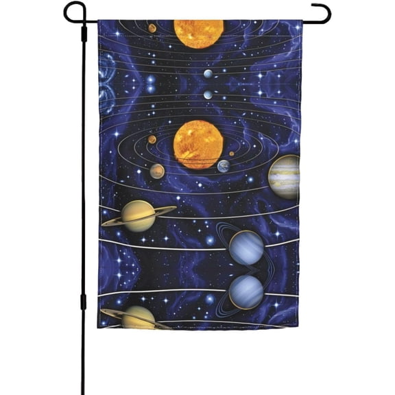 Solar System Garden Flag Double Sided Vibrant Outdoor Yard Decoration Personalized 12 x 18 Inch