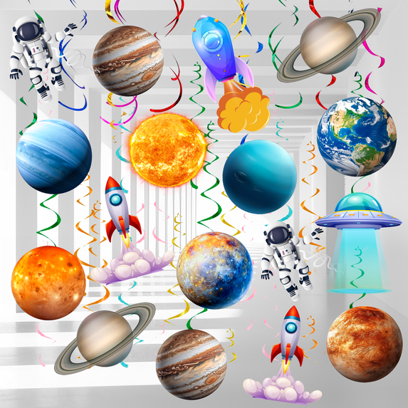 Solar System Hanging Swirl, 34pcs Space Themed Party Decorations ...