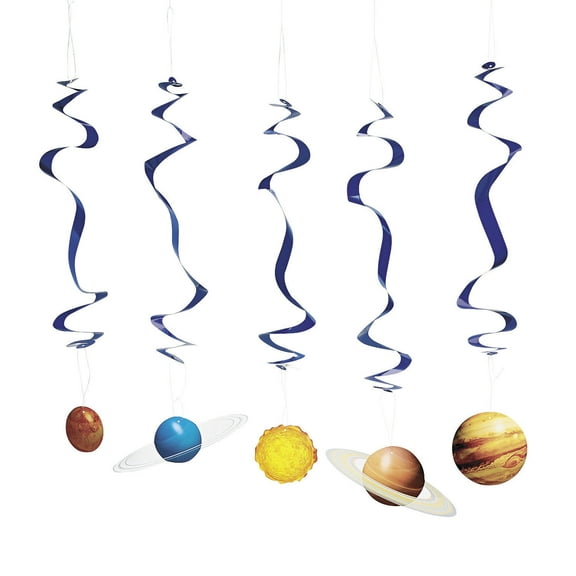 Fun Express - Solar System Hanging Swirls (10pc) - Party Decor - Hanging Decor - Spirals & Swirls - 10 Pieces