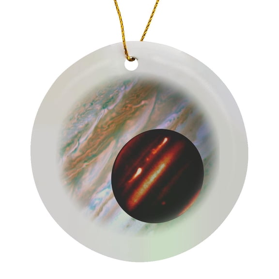 3drose, Solar System - Hubble Irtf Composite Image of Jupiter Storms, Circle Porcelain Ornament