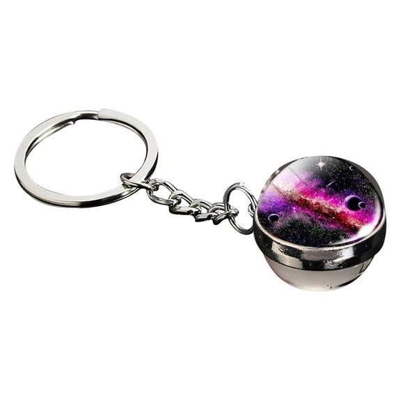 Solar System Keychains Glow In The Dark Earth Saturn Moon Sun Luminous Galaxy Keyring Trendy Planet Design Ball Pendant Keychain Lightweight Accessories For Women Men (Neon Light)