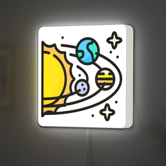 Solar System LED Lightbox - Science Space Astronomy Decor, Custom Led Sign for Home Office Shop Decor (Width 12 inch, 30cm)