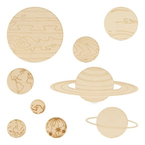 Solar System Model of Planets, Pack of 1 Sets of 9 DIY Wooden Crafts to Paint for Outer Space Classroom Decorations or Science Party, by Woodpeckers