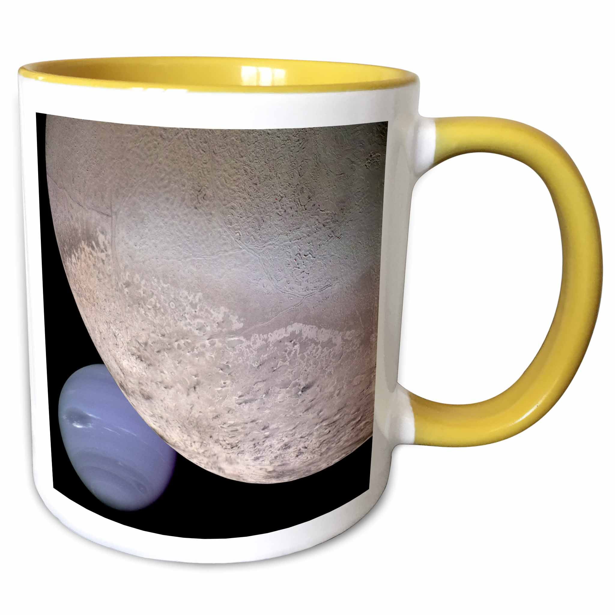 3drose, Solar System - Montage of Neptune and Triton, 15oz Two-tone ...