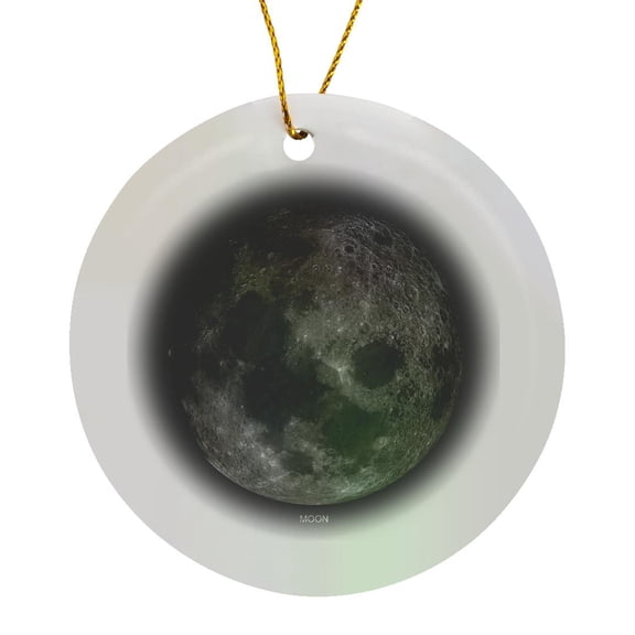 3drose, Solar System - Moon, Circle Porcelain Ornament