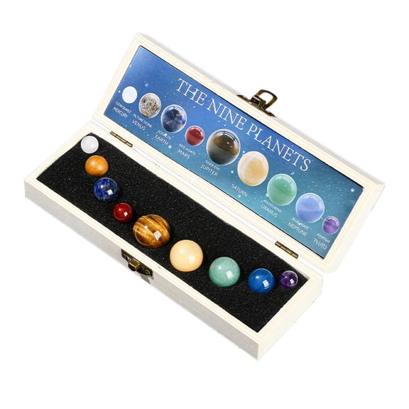 Solar System Natural Crystal Gemstones Set 9 Planets Sphere Ball Stone Gal TGL