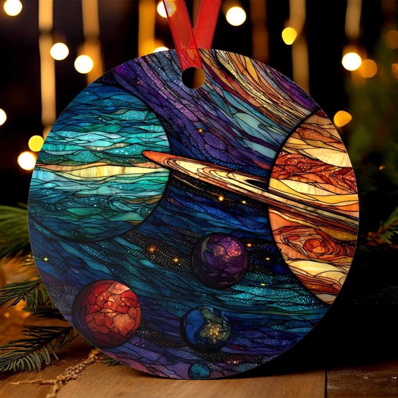 Solar System Ornament | Stained Glass Style | Space Lover Christmas Tree Gift