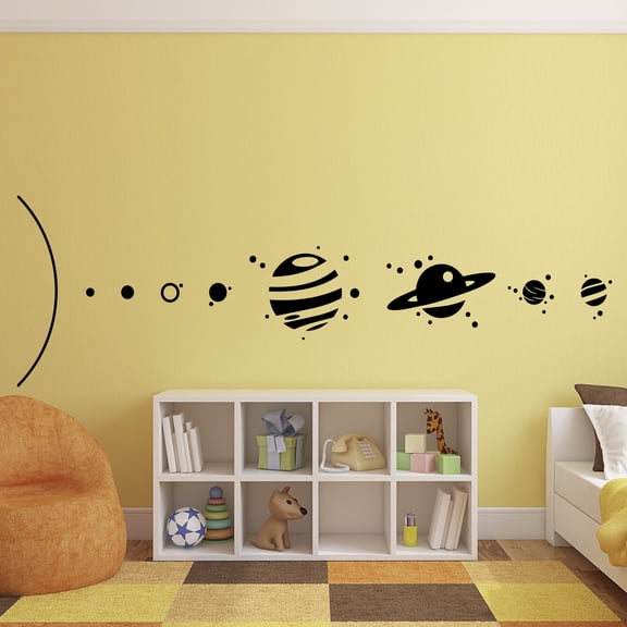 Solar System Outer Space Planets Vinyl Wall Art Stickers - 23" x 72" - Boys and Girls Bedroom Planet Vinyl Decals - Kids Universe Peel Off Stickers Decor - Educational Planets Wall Art for Classroom