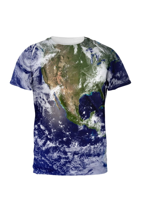 Solar System Planet Earth All Over Adult T-Shirt - Large