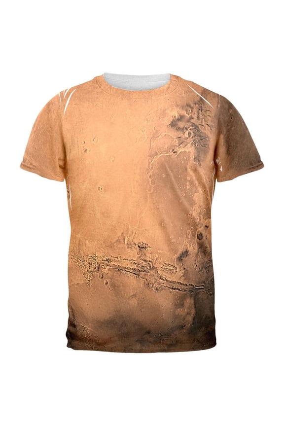 Solar System Planet Mars All Over Adult T-Shirt - Small