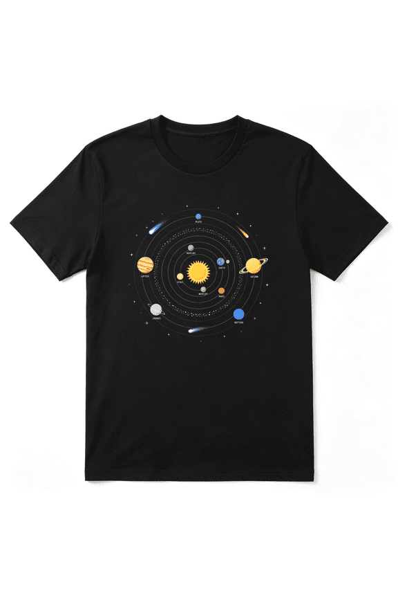Solar System Planet Orbit Vintage Graphic Tee For Men And Women, Astronomy Lover Beach Cotton Short Sleeves T-Shirt