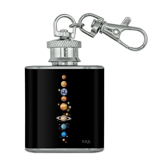 Solar System Planet Order Mercury Venus Earth Mars Jupiter Saturn Stainless Steel 1oz Mini Flask Key Chain