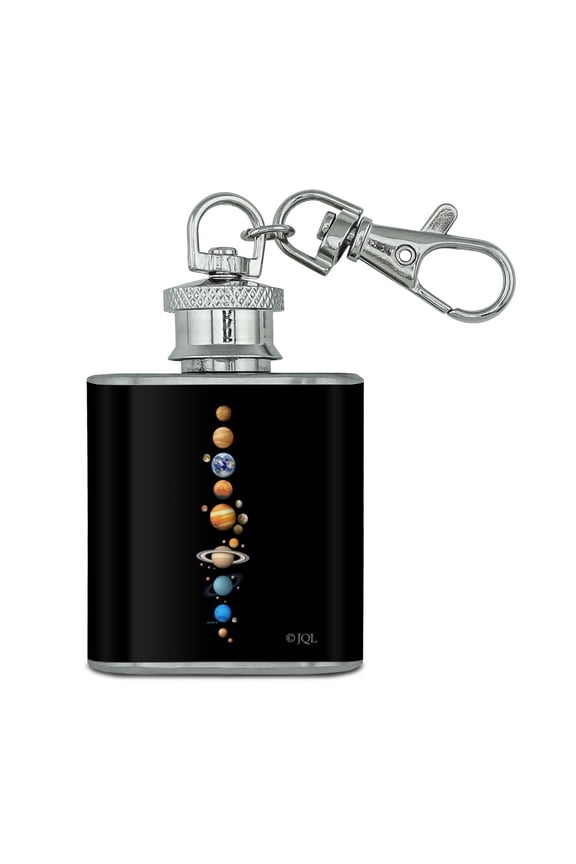 Solar System Planet Order Mercury Venus Earth Mars Jupiter Saturn Stainless Steel 1oz Mini Flask Key Chain