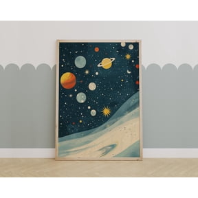 Solar System Planets And Stars Outer Space Nursery Astronomy Charming Wall Decor