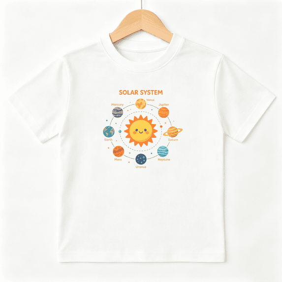 Solar System Planets Astronomy Space Boys Graphic Tees STEM School Kids T-Shirt 100% Cotton Short Sleeve Tops Ages 4-13Y