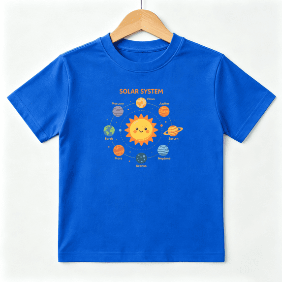 Solar System Planets Astronomy Space Boys Graphic Tees STEM School Kids T-Shirt 100% Cotton Short Sleeve Tops Ages 4-13Y