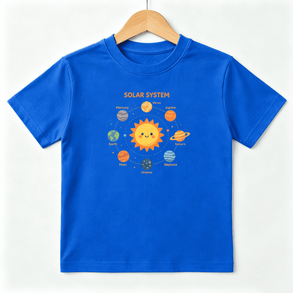 Solar System Planets Astronomy Space Boys Graphic Tees STEM School Kids T-Shirt 100% Cotton Short Sleeve Tops Ages 4-13Y