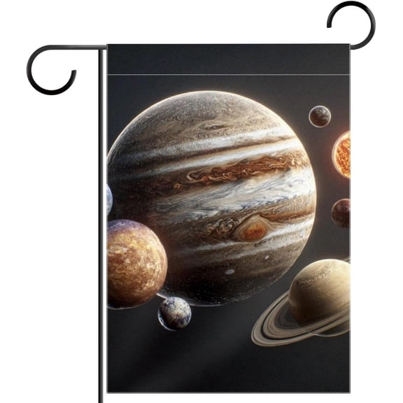 Solar System Planets Double Sided Garden Flag, Outdoor Yard Decorative Banner