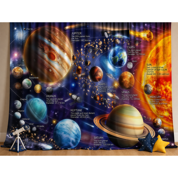 Solar System Planets Educational Space Backdrop
