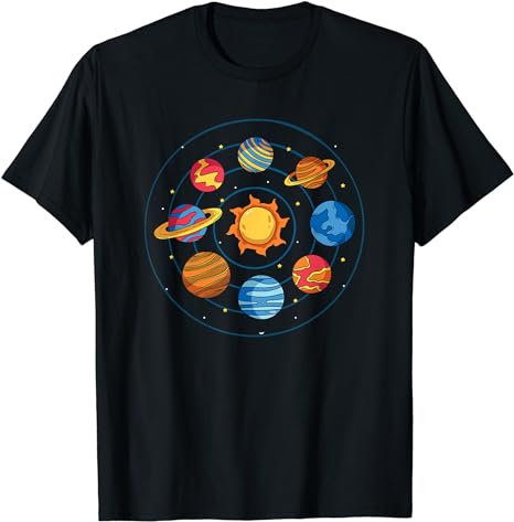 T-Shirt Uomo Sistema Solare Con Pianeti - Scienza Spaziale Pluto Terra Sole - Regalo - Foto 3