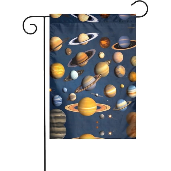 Solar System Planets Garden Decorative Flag 12x18 Inch Small Outdoor Winter Christmas Hanging Flag