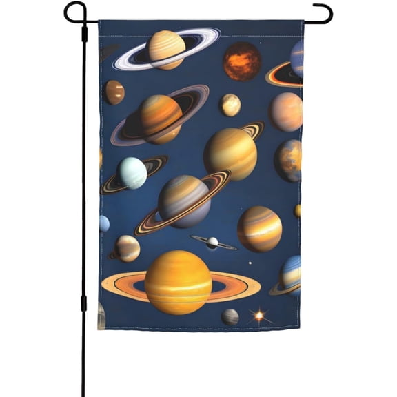 Solar System Planets Garden Flag Double Sided Outdoor Yard Decoration 12 x 18 Inch Small