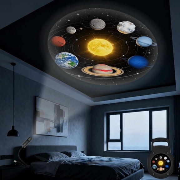 Solar System Planets LED Projector | 360 Rotating, USB-Powered, Labeled Planets | Educational Night Light for Home Theater & Gifts