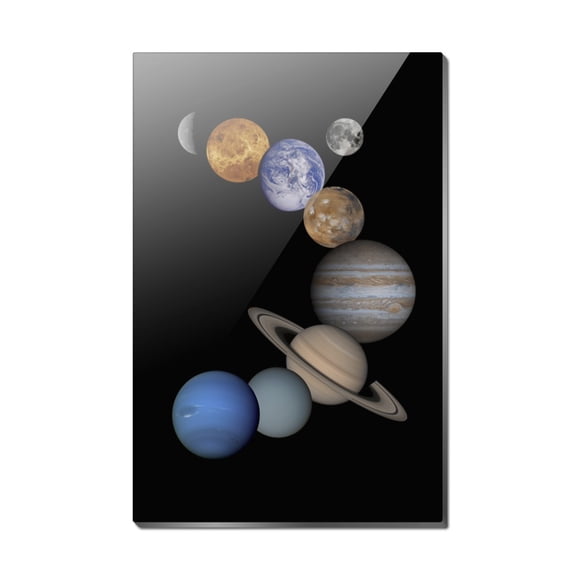 Solar System Planets Mercury Venus Mars Earth Moon Jupiter Saturn Uranus Neptune Rectangle Acrylic Fridge Refrigerator Magnet