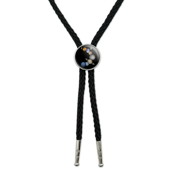 Solar System Planets Mercury Venus Mars Earth Moon Jupiter Saturn Uranus Neptune Western Southwest Cowboy Necktie Bow Bolo Tie