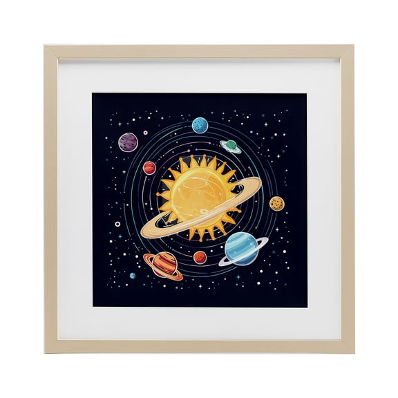 Stupell Industries Solar System Planets Orbit Birch Framed Print Under Glass, design by Creative Studio, 16 x 16