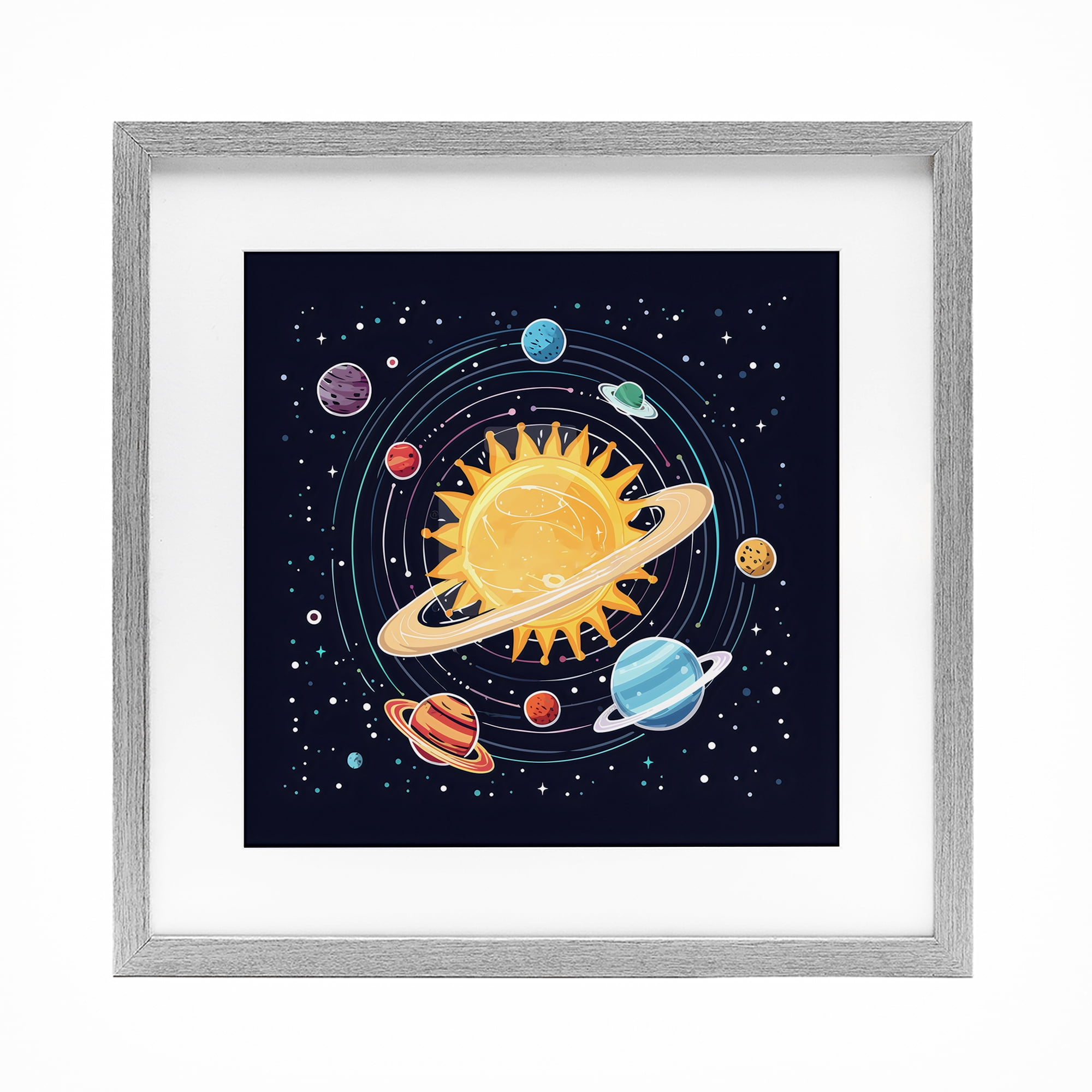 Stupell Industries Solar System Planets Orbit Gray Framed Print Under ...