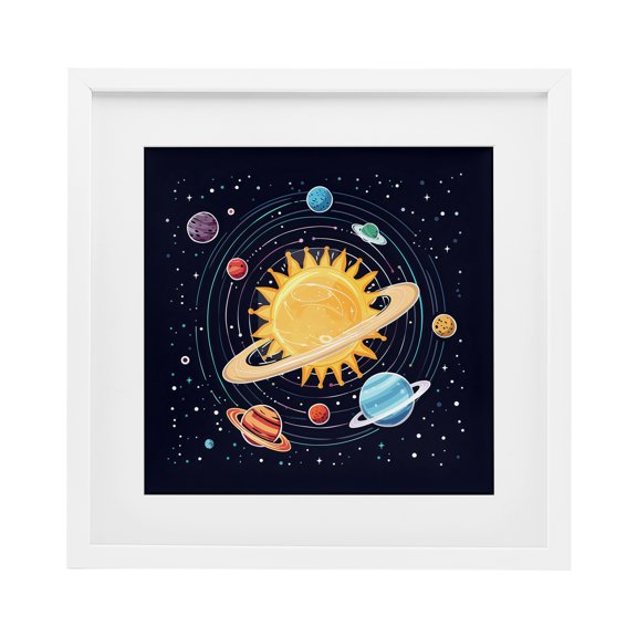 Stupell Industries Solar System Planets Orbit White Framed Print Under Glass, design by Creative Studio, 13 x 13
