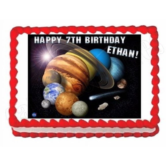 Solar System - Planets - Outer Space edible icing image party cake topper decoration