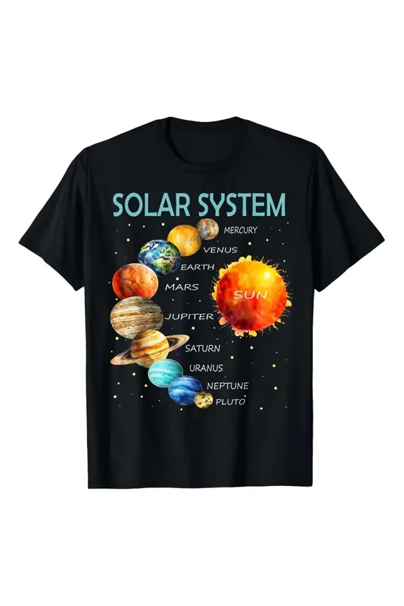 Solar System Planets Science Graphic Unisex Cotton Short Sleeve T-Shirt