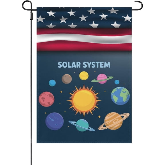 Solar System Planets Science Space Garden Flag Banner for Porch