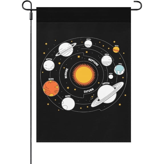 Solar System Planets Science Space Garden Flag Decorative Yard Banner for Outdoor Beach