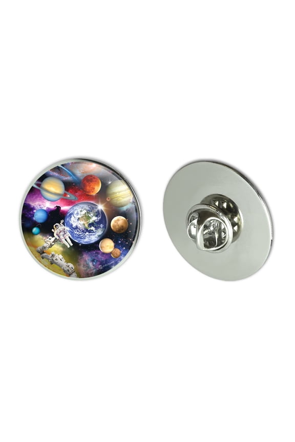 Solar System Planets Space Earth Saturn Jupiter Mars Metal 1.1" Tie Tack Hat Lapel Pin Pinback