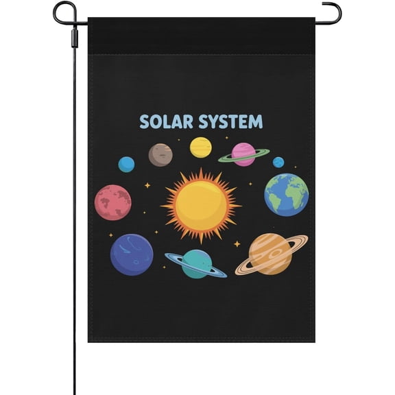 Solar System Planets Space Garden Flag Art Banner With Lighthouse Design