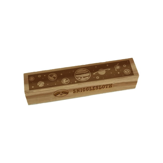 Solar System Planets and Stars Darkness of Space Rectangle Rubber Stamp Stamping Scrapbooking Crafting - Large 3.75in