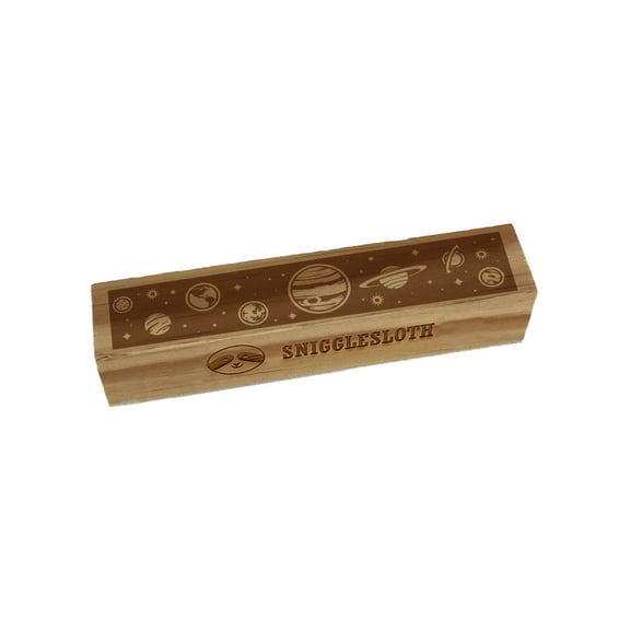 Solar System Planets and Stars Darkness of Space Rectangle Rubber Stamp Stamping Scrapbooking Crafting - Small 2.50in