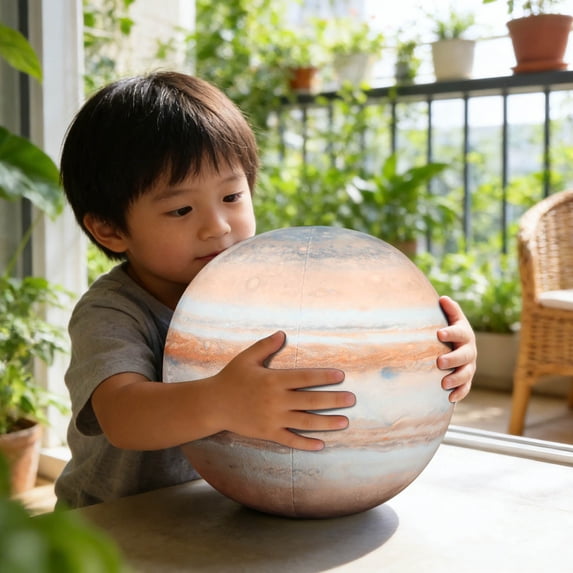 Solar System Plush Pillow Toy Round Doll Model – Faux Planet Cushion, Soft Lifelike Earth Sun Design, Educational Astronomy Decor, Cozy Bed Sofa Throw