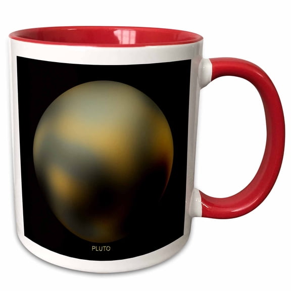 3drose, Solar System - Pluto (former Planet), 11oz Two-tone Red Mug